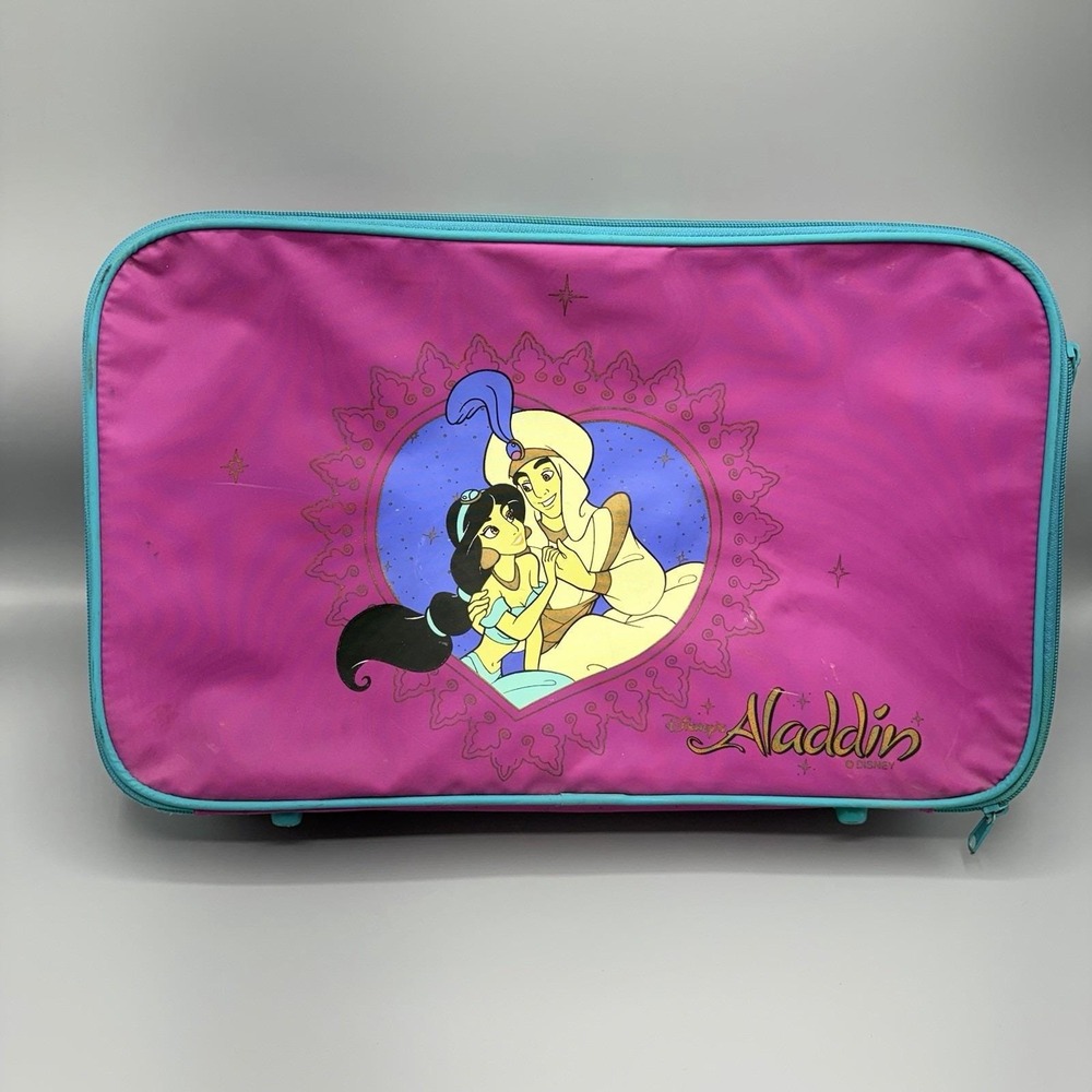 Vintage Disney Aladdin Jasmine Blue suitcase travel Bag luggage kids 90s